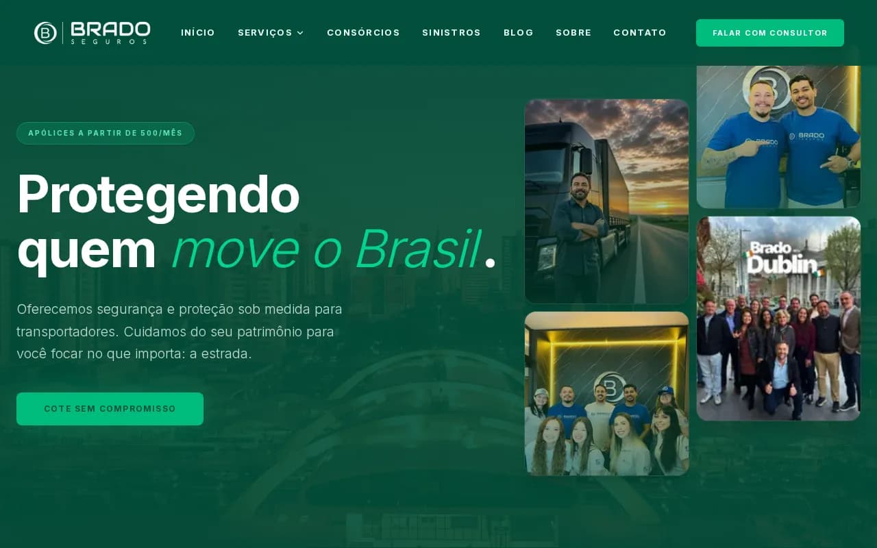 Página inicial do Brado Corretora